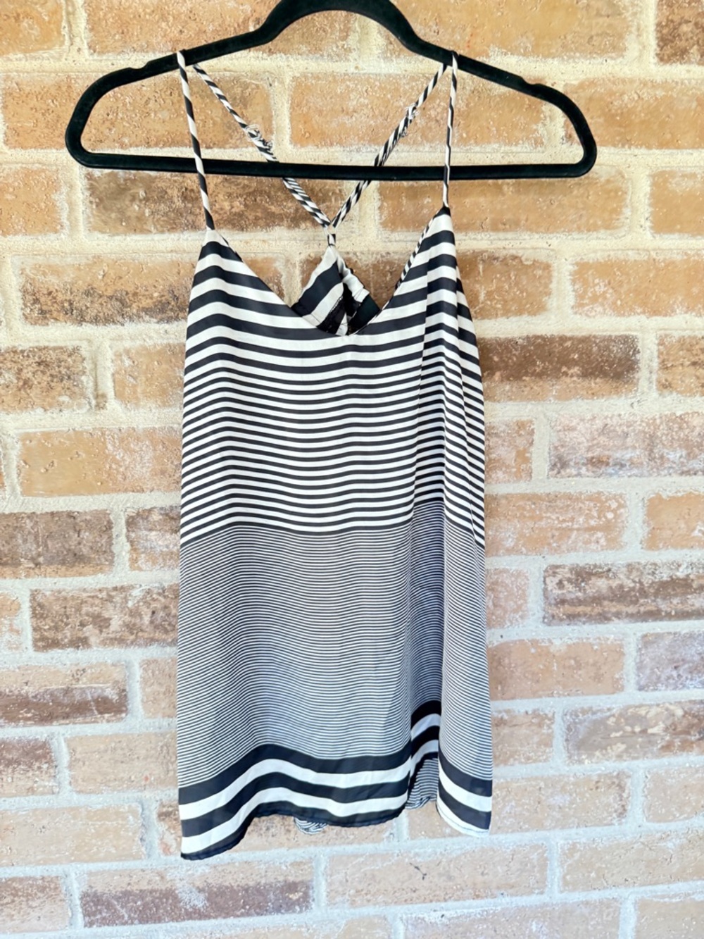 Papaya Black and White Striped Crisscross Cami